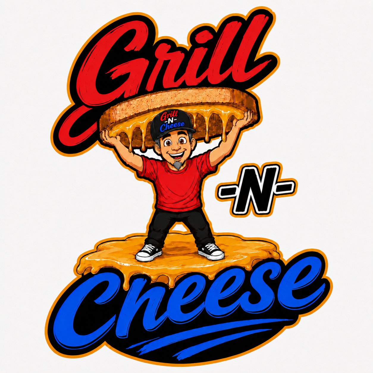 grill n cheese sandwich logo black hat with white n
